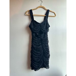 Le Lis Ruched Black Mini Dress